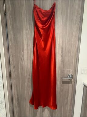 bec + bridge Strapless Satin Moondance Slip Dress in Crimson (BRAND NEW)